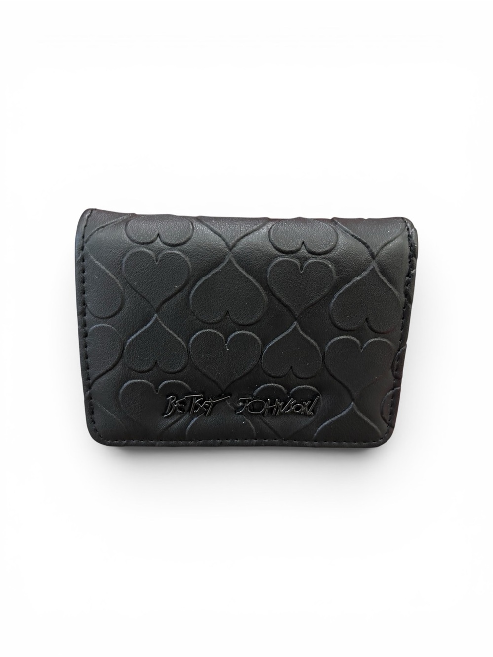 Betsey Johnson Black Heart-Embossed Compact Wallet